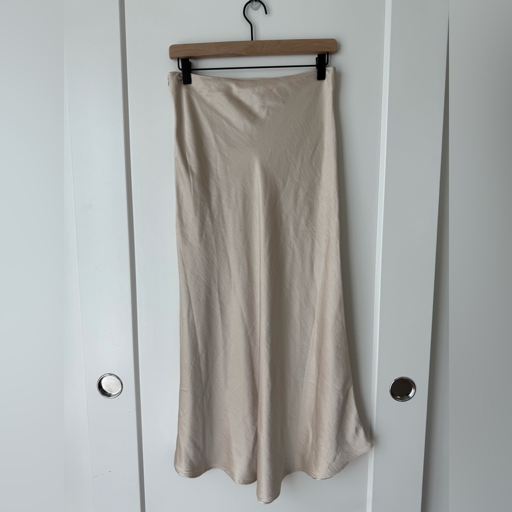 Rene Beige Satin Long Skirt by Pixie Market - Picture 3 of 5